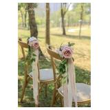 Lookein Set of 8 Pew Flowers for Wedding Ceremony Chair Decorations Bench Decoration Wedding Aisle Chair Decoration, Dusty Rose