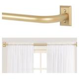 TANGWIN Gold Wrap Around Curtain Rods 66 to 120":Blackout Heavy Duty Adjustable Long Window Curtain Rod Room Darkening,Modern Industrial Curved French Return Metal Drapery Rods Easy Install,Brass Gold