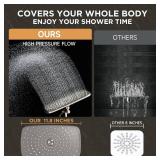 Veken Wide Brushed Nickel Rain Shower Head with Handheld, High Pressure Rainfall Showerhead Combo with Arm for Bathroom Accessories, Home Decor, Detachable Dual Shower with Multi Modes Handheld Spray