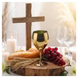 Qinyoung Holy Communion Table Decorations Mesas De Santa Ceia Baptism Sets 1 Gold Chalice 1 Lifelike Grapes, 1 Fake Bread, 30 Wheat Stalks First Communion Eucharist Table Decor DIY Church Supplies