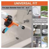 Drain Auger, Clog Remover with Drill Adapter, 25 Feet Flexible Plumbing Snake Use Manually or Powered for Kitchen, Bathroom and Shower Sink, Comes with Gloves (orange)