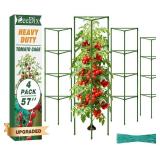 ZeeDix 4 Pack Heavy Duty Tomato Cages for Garden, 57 Inch Foldable Plant Support Stakes for Heavy Climbing Plants, Adjustable Tomato Trellis for Indoor Pots & Raised Garden Bed Outdoor