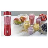 Hamilton Beach Portable Blender for Shakes and Smoothies, 14 Oz BPA Free Travel Cup & Lid, Durable Stainless Steel Blades, Personal Smoothie Blender, Red (51101RV)