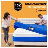 BETU Mattress Bags for Moving, Mattress Protector Waterproof Mattress Cover Queen Size Storage Bags with 8 Heavy-Duty Handles and Zipper for Bed Extra Thick Large Reusable (82"x62"x15" Blue)