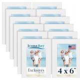 Icona Bay 4x6 Picture Frames (White, 11 Pack), Sturdy Wood Composite Photo Frame 4 x 6, Sleek Design, Table Top or Wall Mount, Exclusives Collection