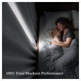 NICETOWN 100% Blackout Window Curtain Panels, Cold and Full Light Blocking Drapes with Black Liner for Nursery, 84 inches Drop Thermal Insulated Draperies (White, 2 Pieces, 52 Wide Each Panel)