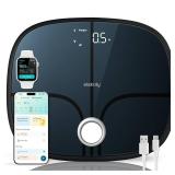 Etekcity Smart Rechargeable Scale for Body Weight, BMI, Fat, Muscle Mass, Digital Bathroom Scale with 13 Metrics, Secret Mode, Bluetooth Connect to Free Apps, Stealth Black