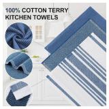Homaxy Premium Kitchen Towels(18"x 28", 6 Pack), Large Cotton 380 GSM Kitchen Hand Towels, Soft and Absorbent Terry Dish Towels, Multipurpose Tea Towel Set with Hanging Loop, Navy Blue
