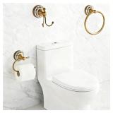 Bathroom Accessories Set, NEWRAIN 3 Pieces Antique Brass Bathroom Hardware Set, Vintage Towel Ring, Hand Towel Racks for Bathroom, Robe Hooks, Toilet