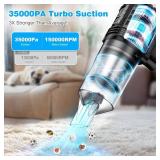 Car Vacuum Cordless, 35000PA Strong Suction Handheld Vacuum with 2 Detachable Batteries, 60Min Runtime Portable Vacuum Cleaner for Car Detailing, Pet Hair, Home Couch & Office, 350ML XL Dust Cup