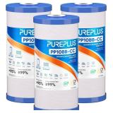 PUREPLUS 5 Micron 10" x 4.5" FXHTC Whole House Sediment and Carbon Water Filter Replacement Cartridge for GE GXWH40L, GXWH35F, GNWH38S, Culligan RFC-BBSA, WRC25HD, RFC-BB, PP10BB-CC, WFHD13001, 3Pack