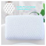 OSVINO Bath Pillow Thick Comfy Drainage for Jetted Tub Spa Cushion with 8 Suction Cups, White, 7.5"x11.5"x2"