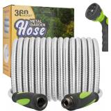 Garden Hose - Water Hose 100 FT with Swivel Handle & 8 Function Nozzle, Flexible, Heavy Duty, No Kink, Lightweight Metal Hose for Outdoor, Yard, 304 Stainless Steel