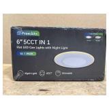 FREELICHT 12 Pack 5/6 Inch 5CCT LED Recessed Can Light with Night Light, 2700K/3000K/4000K/5000K/6000K Selectable Flat Recessed Lighting, 10W=110W, 1000LM, Dimmable Retrofit - ETL & FCC