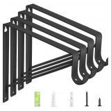 4-Pack Closet Rod Bracket, 10.8x10.8Inch Closet Shelf Brackets Heavy Duty Wall Mounted, Matte Black Steel Closet Rod Support Brackets Holder, 300 Lbs Load Capacity with Anchors Screws