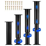 4 PCS Adjustable Height Bed Support Legs with 18PCS Screws for Bed Frame/Bed Center Slat, Heavy Duty Furniture Replacement Legs 7.08-12.2 inch for Sofa/Cabinet/Couch/Dresser/Table (Black)