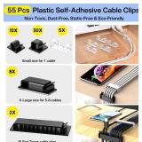 313Pcs Cable Management Kit, 67 Adhesive Cable Clips, Topavatop Desk Cord Organizer, 22 Reusable Cable Strap, 4 Cable Sleeve Split, 200 Nylon Cable Zip Ties with 20 Mounts for TV Office Home, Black