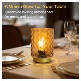 LUSHARBOR Battery Operated Lamp with Timer, Small Decorative Table Lamp Ambient, Glass Cordless Lamps Bedside Battery Powered Lamp for Bookshelf, Entryway Wave Design-Amber