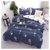 Galaxy Space Bedding Twin Boy, Microfiber Planet Boy Duvet Cover Twin Gift for Teens Kids, Universe Duvet Cover Lightweight