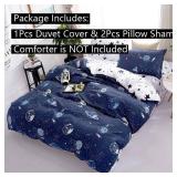 Galaxy Space Bedding Twin Boy, Microfiber Planet Boy Duvet Cover Twin Gift for Teens Kids, Universe Duvet Cover Lightweight