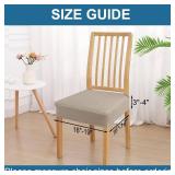 Smiry Waterproof Seat Covers for Dining Room Chairs Set of 6, Stretch Jacquard Removable Washable Chair Seat Slipcovers Protector, No Rear Covers, Taupe
