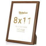 Heimlove 8x11 Picture Frame Solid Oak Wood,11x8 Premium Frames for Wall Hanging or Tabletop,Photo Frames 8 x 11 Natural with No Mat,Tempered Glass,Wall Kit,Walnut Color