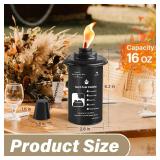 ZSZMFH 16oz Torch Canisters, 6 Pack Bamboo Torch Refillable Replacement Canister, Outdoor Citronella Fuel Torch Canister with Wicks and Covers,for Luau Party, DIY Garden Decor.