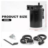 RULLINE Oil Catch Can Kit Oil Separator Reservoir Tank Engine Polish Baffled Compatible with Ford F150 2.7EB 3.5EB 5.0 Passenger Side 2011-2019 Aluminum Black
