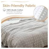 Cozy Lightweight Muslin 100% Cotton Blanket for Bed, Couch & Sofa, Summer Bedding Coverlet with Pattern,Camel, Queen 78