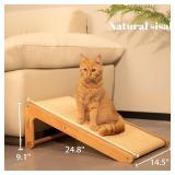 CHEERHOME PETS Sisal Cat Scratcher Ramp for Indoor Cats, 24.8" L Shape Cat Scratching Post Climbing Vertical Cat Scratch Pad, Solid Wooden Cat Furniture(Standard)