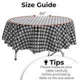 Exquisite Picnic Table Cover - 12 Pack Round Premium Black & White Checkered BBQ Table Cover - Gingham Checkerboard Disposable Plastic Tablecloth 84 inch