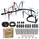 Push-to-Connect Drip Irrigation System Kit, Complete Premium Garden Watering System with 50FT 1/2" Mainline, Leak-Resistant Quick Connect Fittings, Adjustable Drip Emitters for Raised Beds, Greenhouse