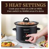 Elite Gourmet MST-350B Electric Slow Cooker, Adjustable Temp, Entrees, Sauces, Stews & Dips, Dishwasher Safe Glass Lid & Crock (3 Quart, Black)