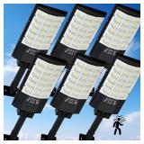 Solar Street Lights Outdoor, Waterproof Motion Sensor Solar Lights with Remote Control, 6500K Dusk to Dawn Parking Lot Flood Light for Outside Garage Yard, 6 Pack