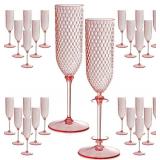 XUWAIDSGN 48 Pack Pink Detachable 2 piece Champagne Flutes 5.5 Oz Unbreakable Plastic Mimosa Disposable Champagne Glasses Drinking Cups Stemmed Reusable Wine Toasting Glasses for Wedding