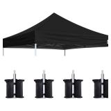 Eurmax USA New 10x10 Pop Up Canopy Replacement Canopy Tent Top Cover, Instant Canopy Top Cover ONLY, Choose 30 Colors,Bonus 4PC Pack Weight Bag (Black)