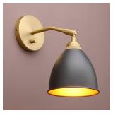 Yosoan Vintage Wall Sconce Bookcase Light, 1-Light Dimmable On Off Switch Industrial Mount Metal Fixture Lighting with 6.1" Oval Black Metal Shade in-Build Gold and Antique Canopy Reading Lamp