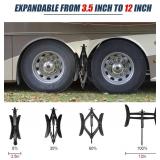 Camper Wheel Chock Stabilizer with Wrench, Premium X Shaped Wheel Chocks for RV Travel Trailer, 2Pcs Heavy Duty Tire Locking Chocks Accessories, for 3.5" to 12" Wheel Gaps