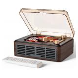 CARONSORT CD Player with Speakers Bluetooth Nostalgic Retro Portable CD Players for Home Wood Music Player FM Radio for HomeWired and Remote Control-Walnut Brown