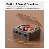 CARONSORT CD Player with Speakers Bluetooth Nostalgic Retro Portable CD Players for Home Wood Music Player FM Radio for HomeWired and Remote Control-Walnut Brown