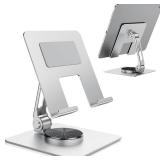 TIGRIS 360  Rotating Tablet Stand for iPad, Adjustable Foldable Metal Desk Stand, Stable Portable Tablet Holder for Office, Kitchen, Video Calls, Compatible with iPad Pro/Air/Mini, Kindle, Surface