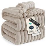 Bedsure GentleSoft King Size Blanket for Bed - Cozy Soft Blankets for Women, Cute Large Fleece Throws for Girls, Beige, 108x90 Inches