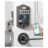 Electronic Door Lock for Family: Keyless Entry Deadbolt & Handle Set   0.3s Fingerprint & 100 Codes   Weatherproof for Front Door   Smart Lock with Digital Keypad Auto-Lock