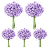 5 Bouquets Purple Ranunculus Artificial Flowers, 30 Pcs Silk Mini Faux Ranunculus Bouquet for Wedding, Bridal Shower, Centerpieces, and DIY Decorations