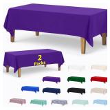 ABCCANOPY 2 Pack Rectangle Polyester Tablecloth 60 x 84 Inch Indoor Outdoor Stain-Resistant Washable Heavy-Duty Fabric Table Cover Elegant Home Decor Purple