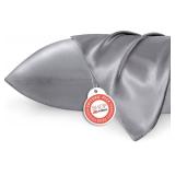Bedsure Satin Pillowcases, Similar to Silk Pillowcase 2 Pack,Cooling Pillow Case for Sleeping Women with Envelope Closure, Gifts for Women Men, Dark Grey, Queen Size, 20x30 Inches, 2pcs