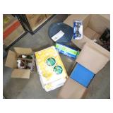 Box of office supplies, foil tape r...