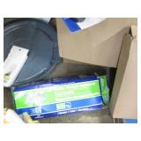 Box of office supplies, foil tape r...