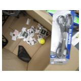 Box of office supplies, foil tape r...
