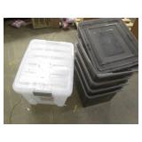 Lot of plastic storage totes, some ...